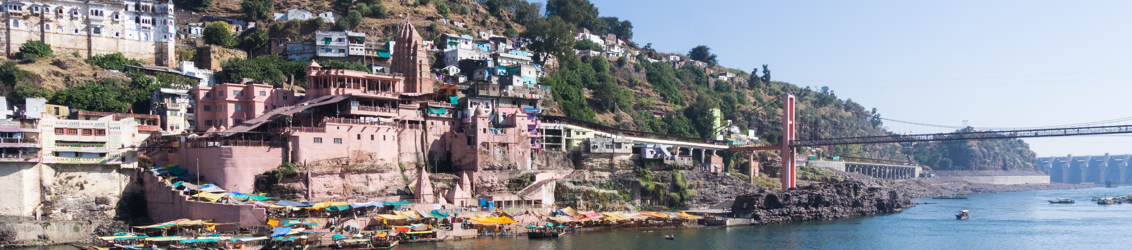 Omkareshwar temple on the banks of the Narmada river